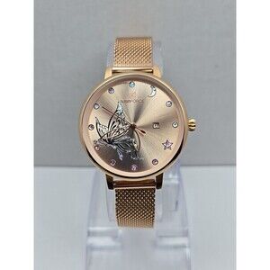Naviforce NF5011L Rose Gold Butterfly Mesh Quartz Date Watch Womens New Battery